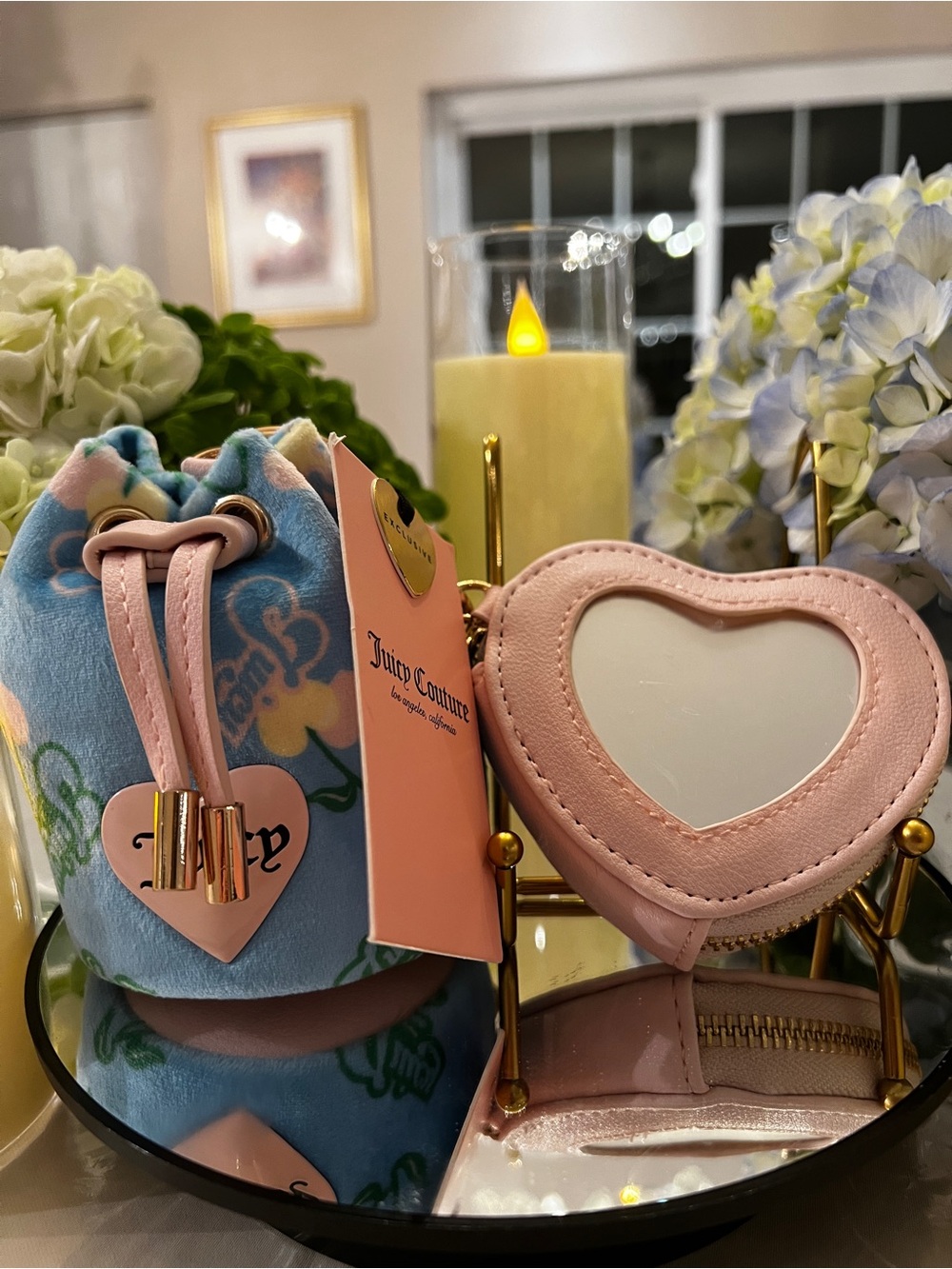 Juicy Couture Retro Cherry Drawstring & Heart Micro Bags Set NWT
